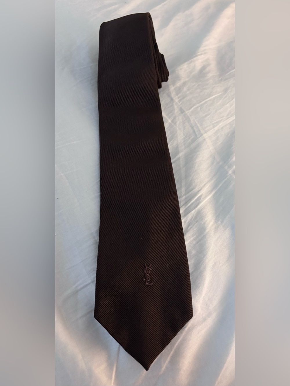 Vintage Yves Saint Laurent YSL Brown Logo Designer Tie